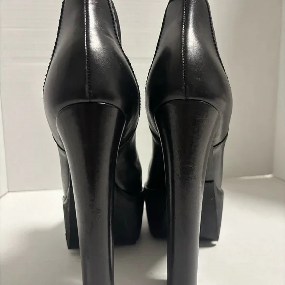 Versus Versace Black Peep-Toe Platform Booties with Side Elastic. Size 38. - Picture 3 of 5